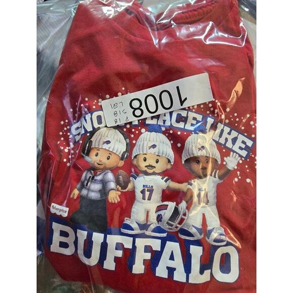Snow Place Like Buffalo NFL Red Long Sleeve Shirt kids M Cotton Football Fans - Picture 5 of 5